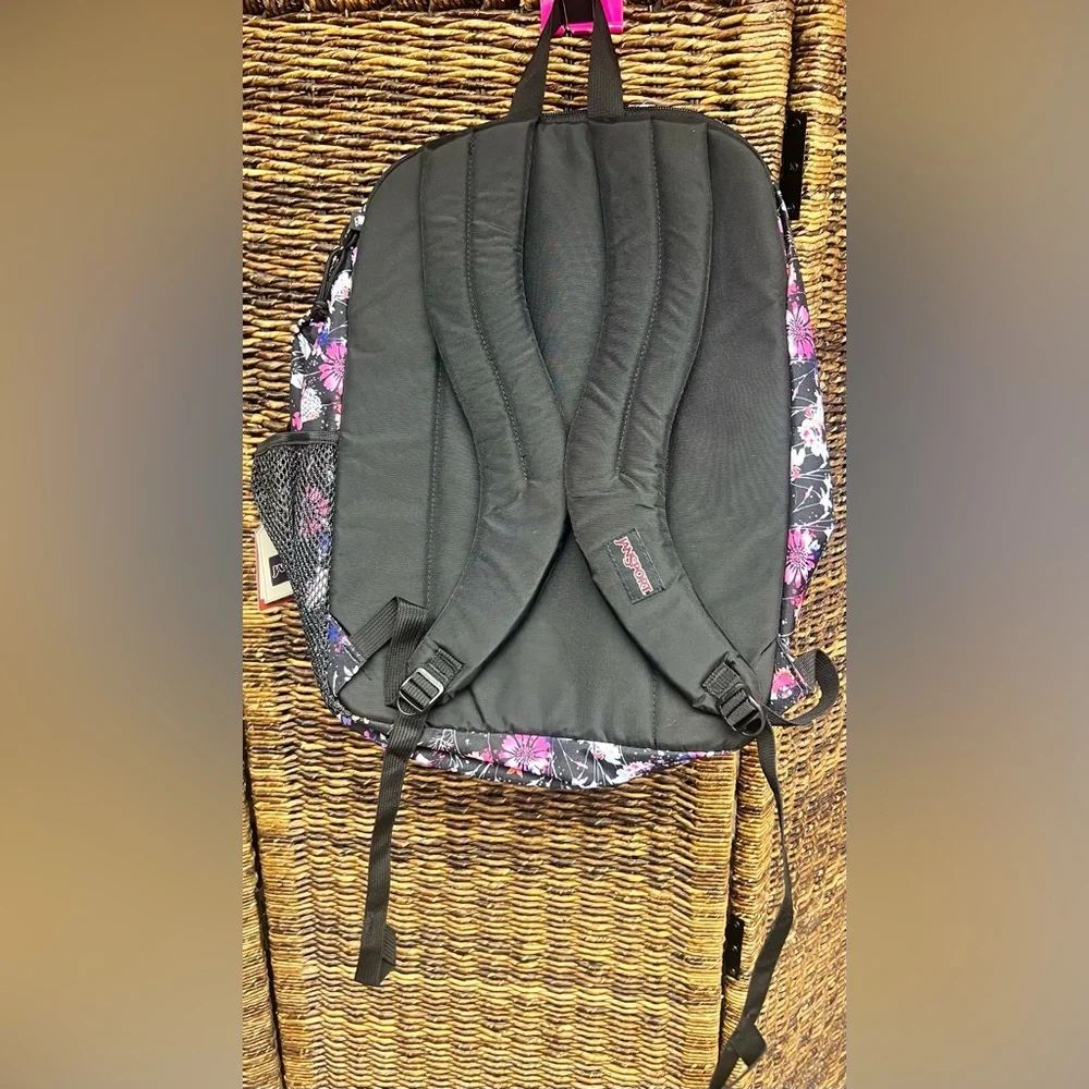 JanSport Black Backpack with Multicolor Floral Design- New with tags‎